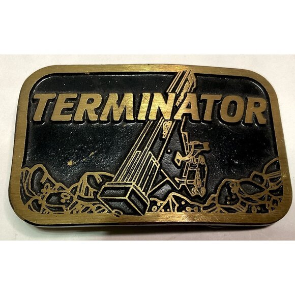 Vintage Dyna Terminator Crane Brass Belt Buckle USA 2" X 3.5" - 1.75" Belt Width - Picture 1 of 5
